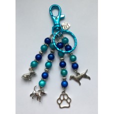 Sleutelhanger tassenhanger honden in blauwtinten